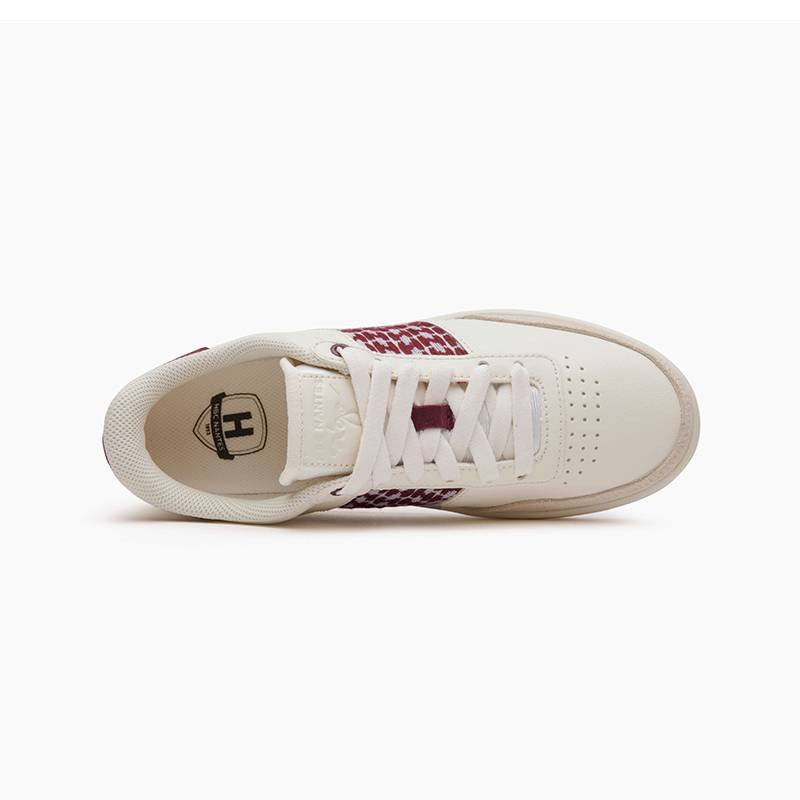 sneakers leather white burgundy