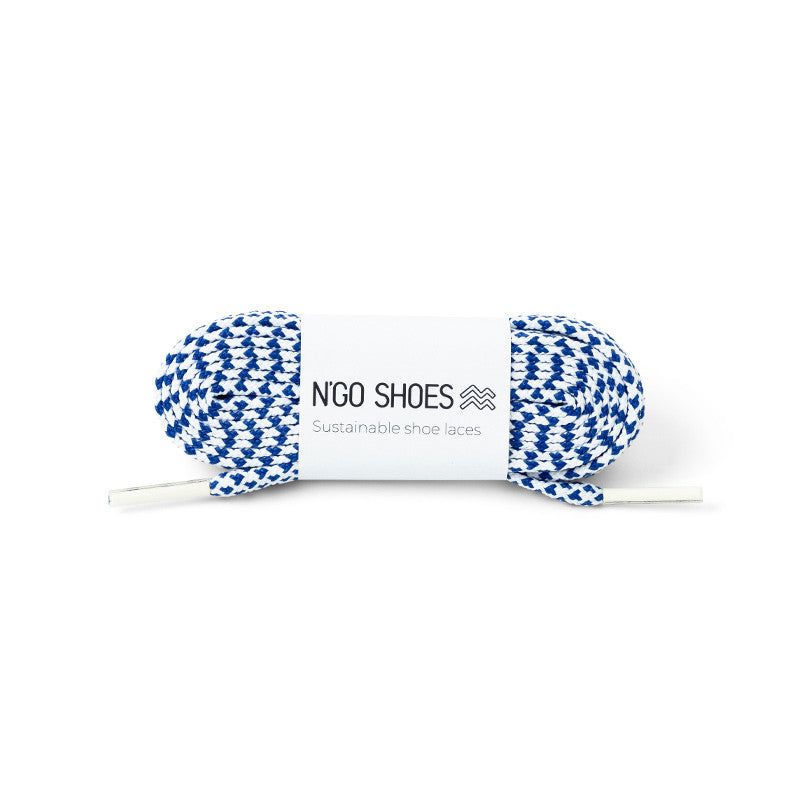 Lacets bicolores blanc et bleu océan