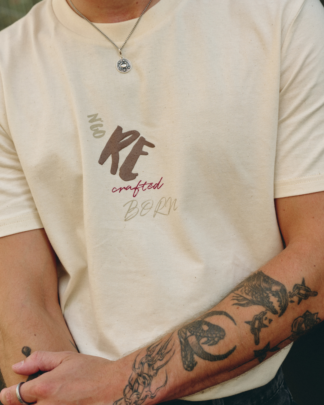 T-SHIRT HOMME RECRAFTED BLANC ÉCRU