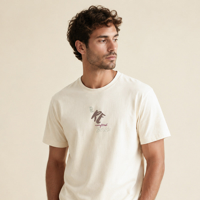T-SHIRT HOMME RECRAFTED BLANC ÉCRU